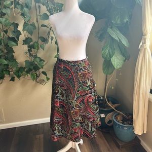 VINTAGE Paisley Retro Midi Skirt | small